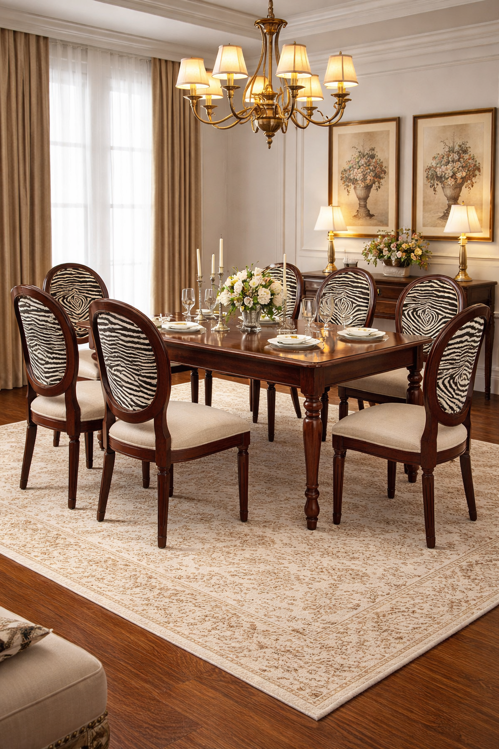 Bộ Bàn Ăn Tân Cổ Điển Louis 16– Hoàn Hảo Cho Phòng Ăn Sang Trọng